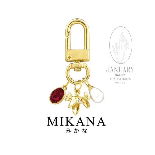 Birth Flower Snowdrop Garnet Wallet Charm