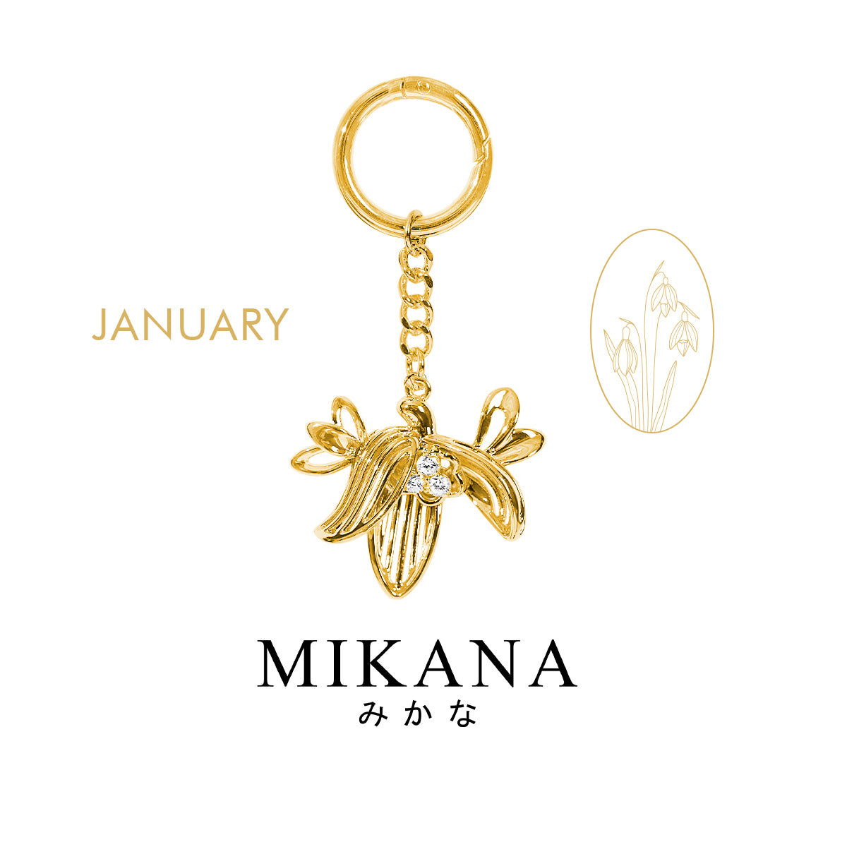 Birth Flower Snowdrop Bag Charm