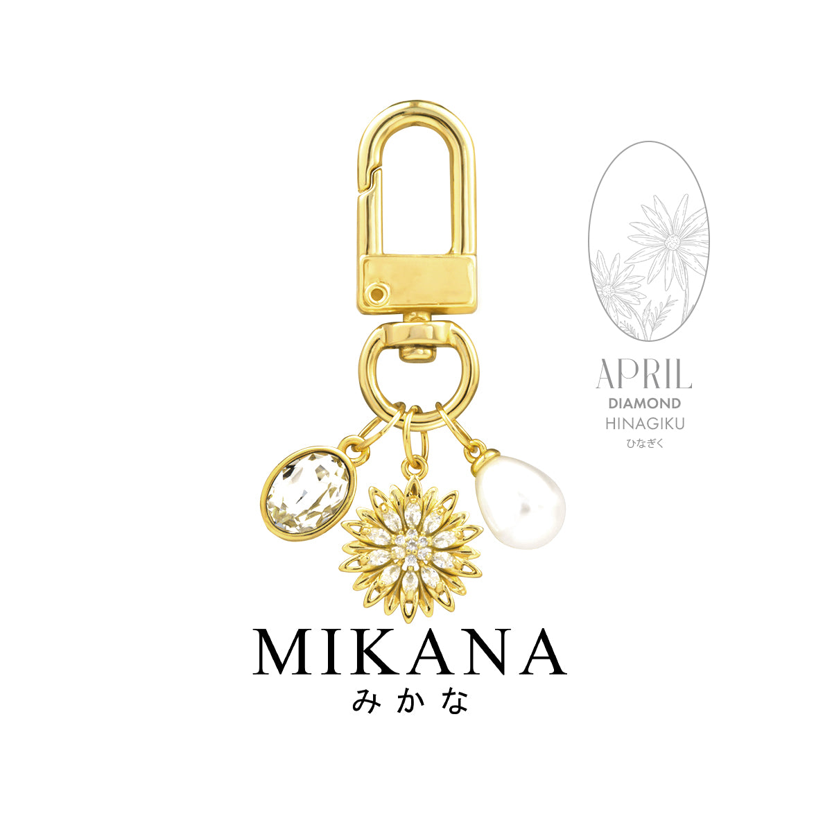 Birth Flower Daisy Diamond Wallet Charm