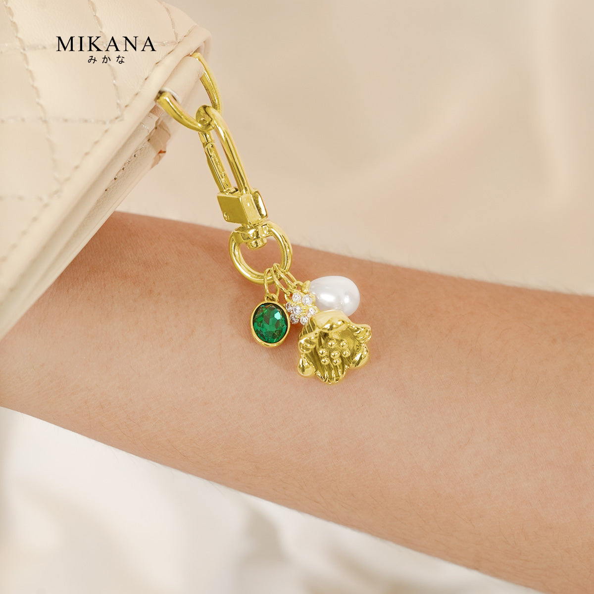 Birth Flower Lily of the Valley Emerald Wallet Charm