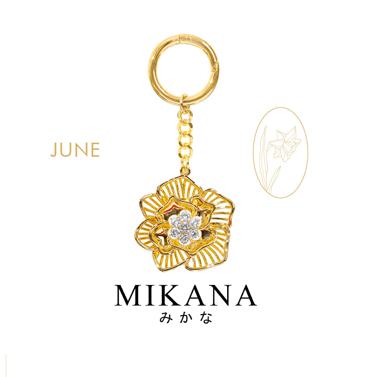 Birth Flower Rose Bag Charm