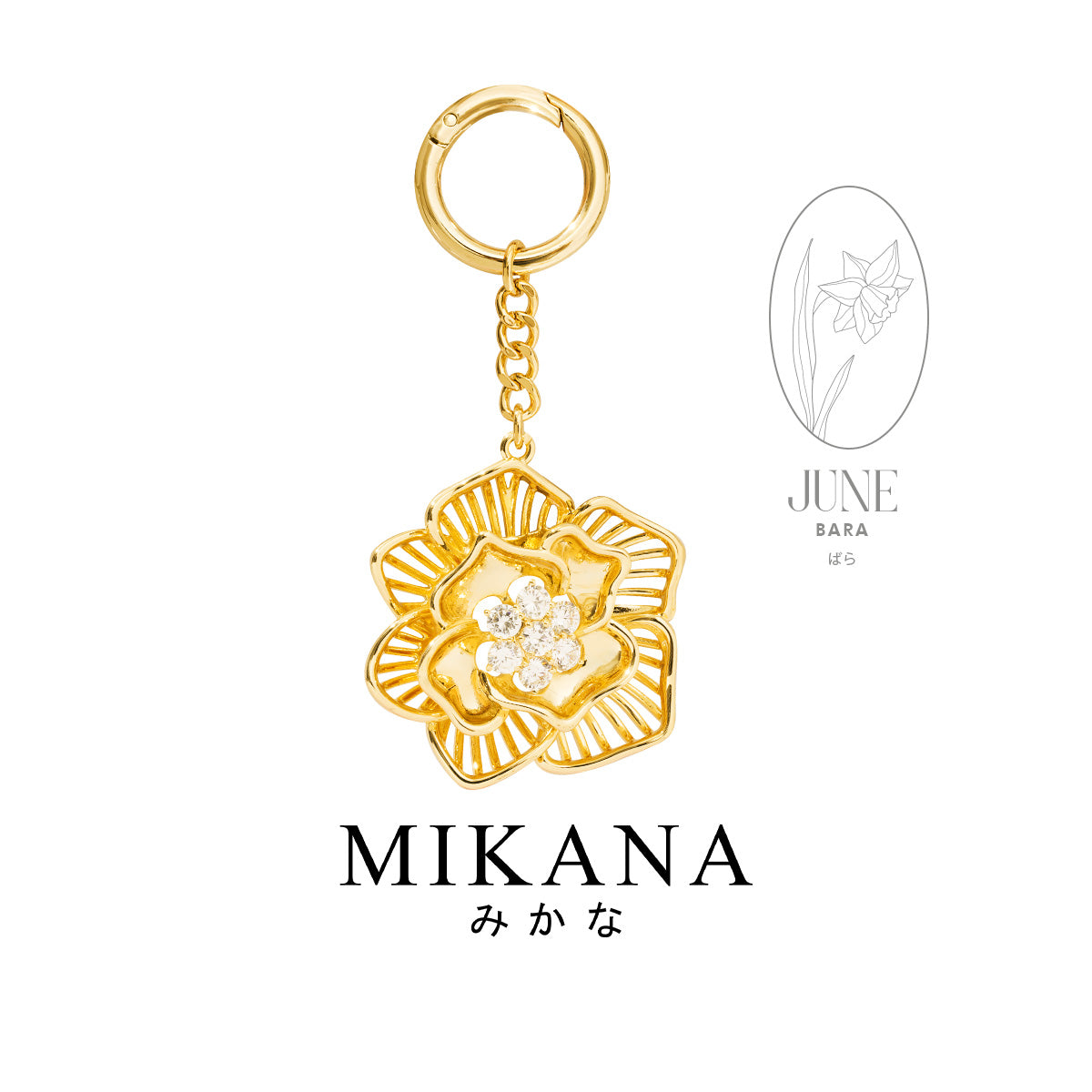 Birth Flower Rose Bag Charm