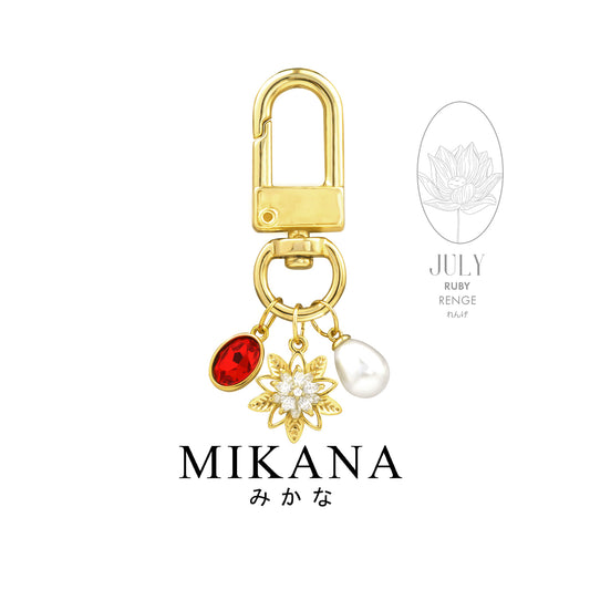 Birth Flower Lotus Ruby Wallet Charm