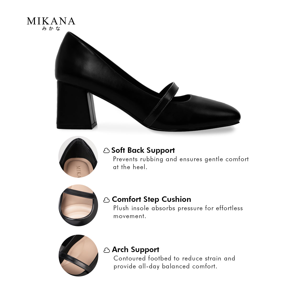 Akika Mary Jane Shoes 2.4 inches Block Heels