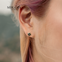 Load image into Gallery viewer, Birthstone May Emerald Stud Earrings