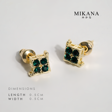 Load image into Gallery viewer, Birthstone May Emerald Stud Earrings