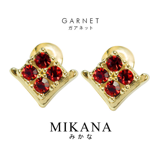 Birthstone January Garnet Stud Earrings