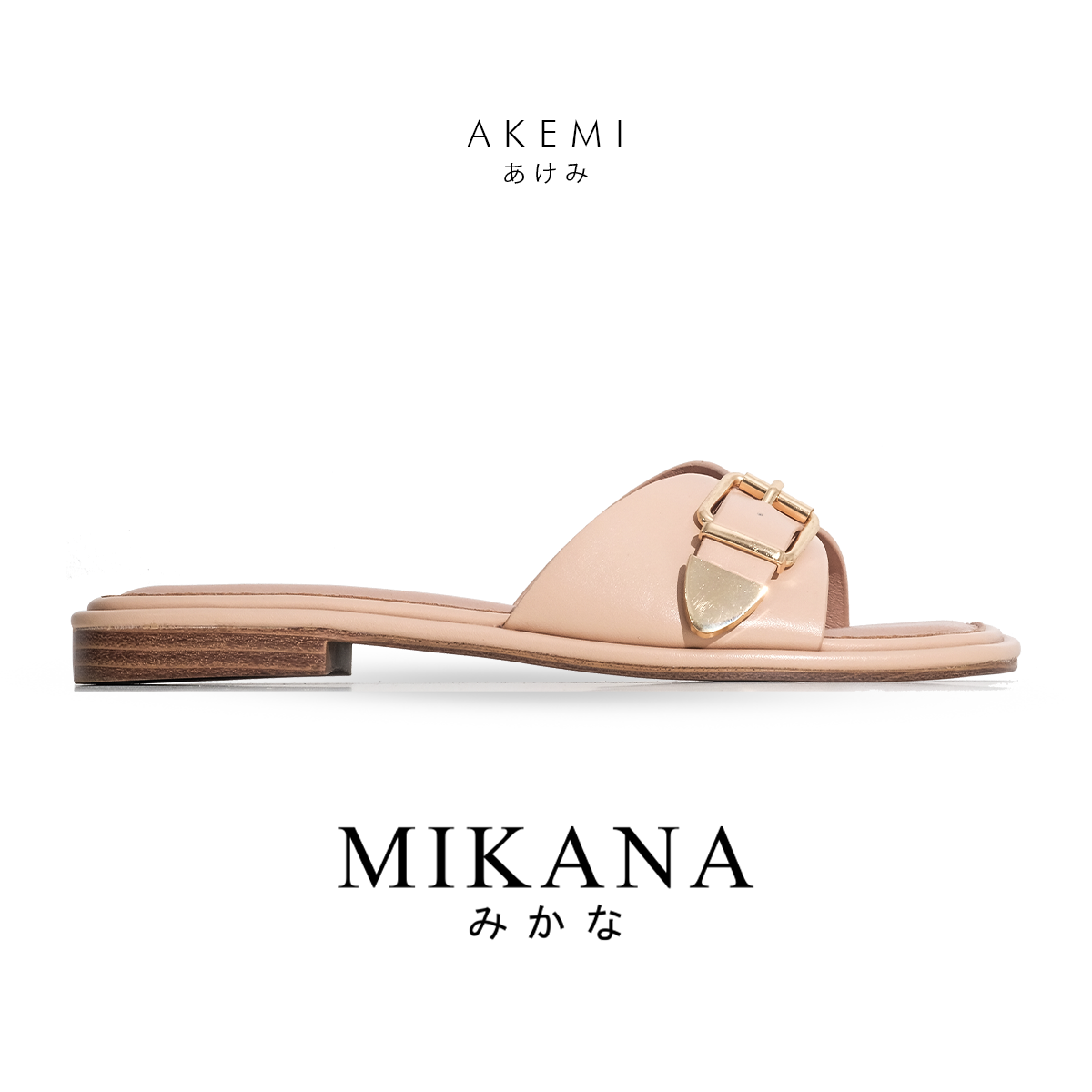 Mikana Sleek Slides Akemi Buckle Flat Slippers