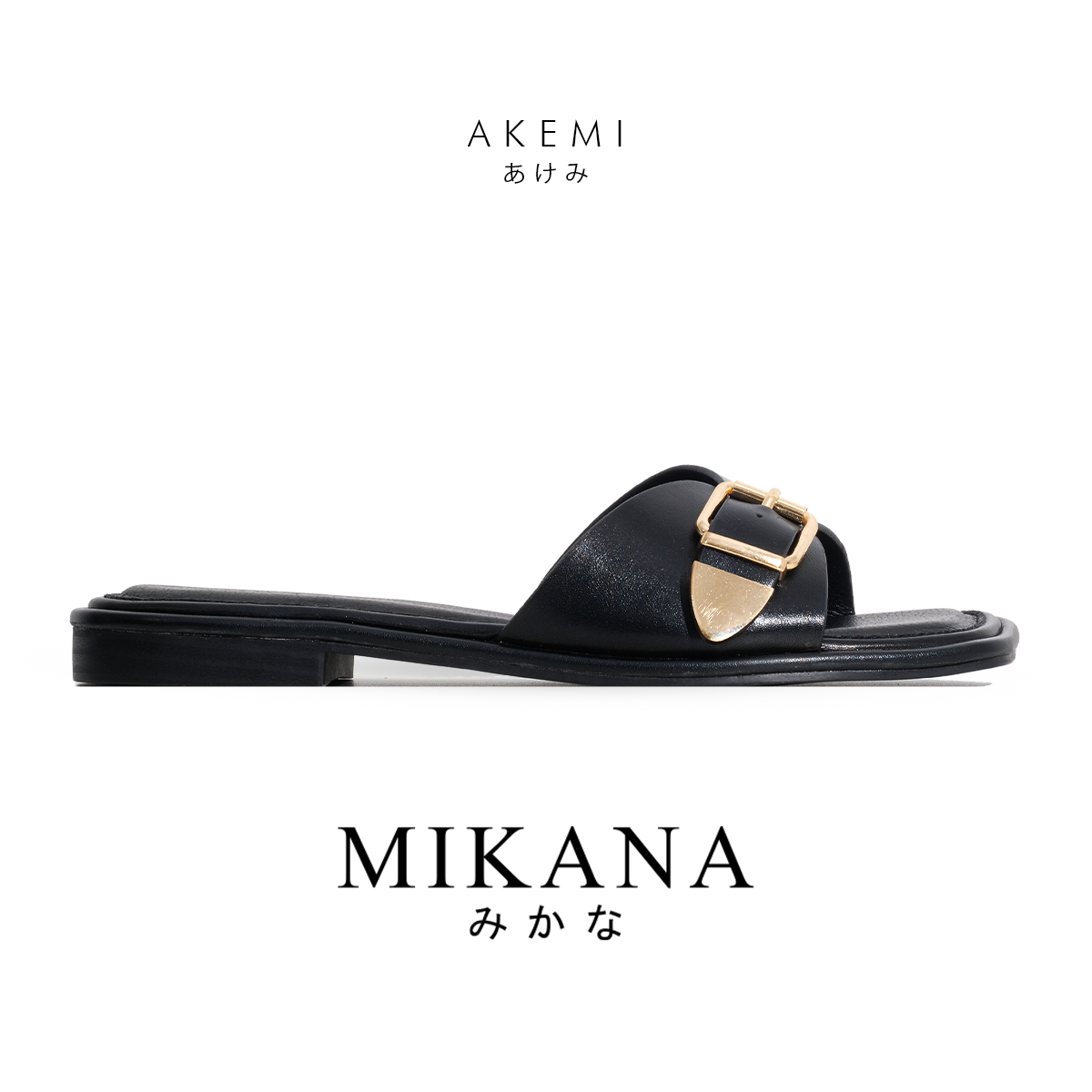 Mikana Sleek Slides Akemi Buckle Flat Slippers