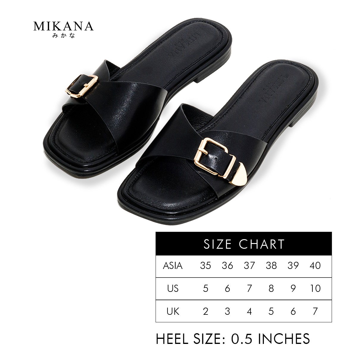 Mikana Sleek Slides Akemi Buckle Flat Slippers