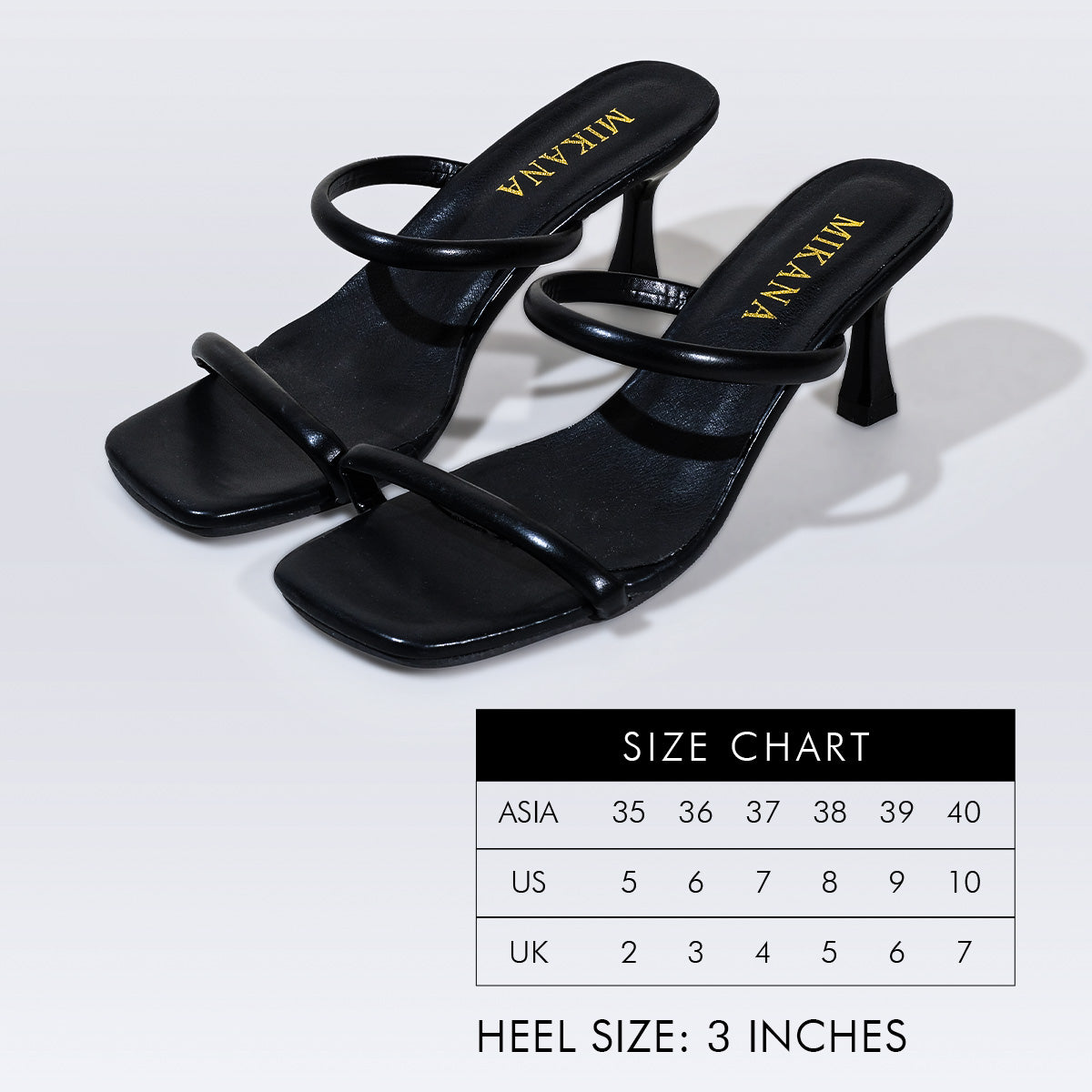 Yaeko Strappy Heels 3 inches Slides Sandals Shoes