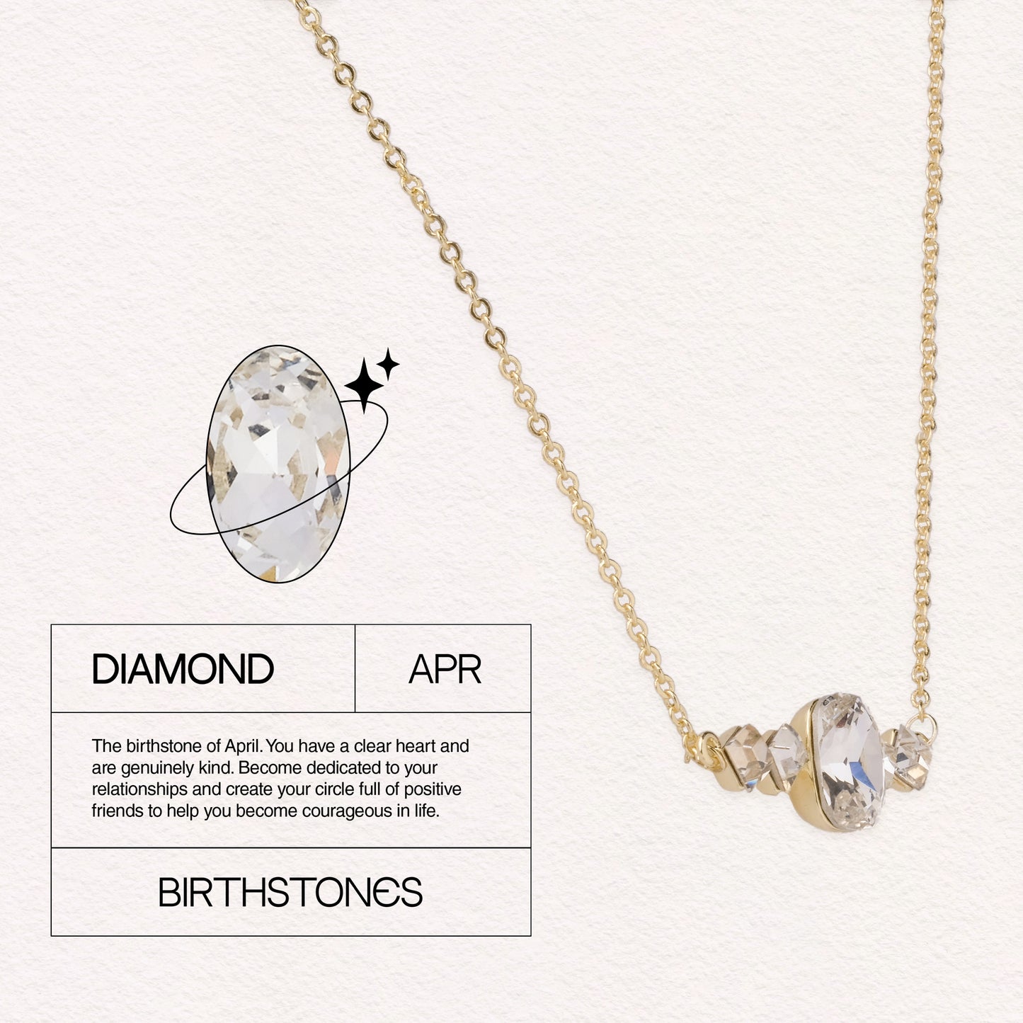 Birthstone April Diamond Pendant Necklace