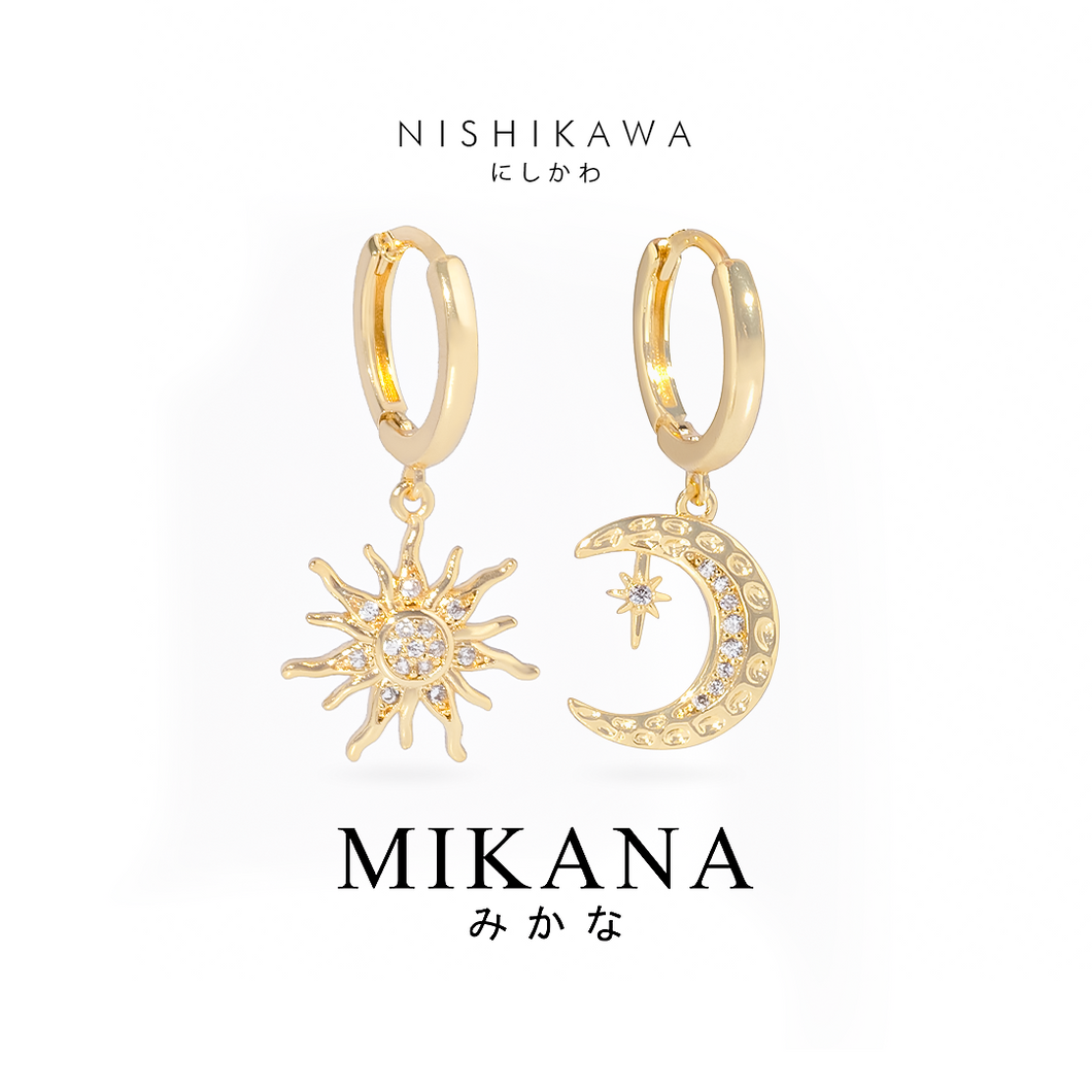Golden Cosmic Nishikawa Drop Hoop Earrings