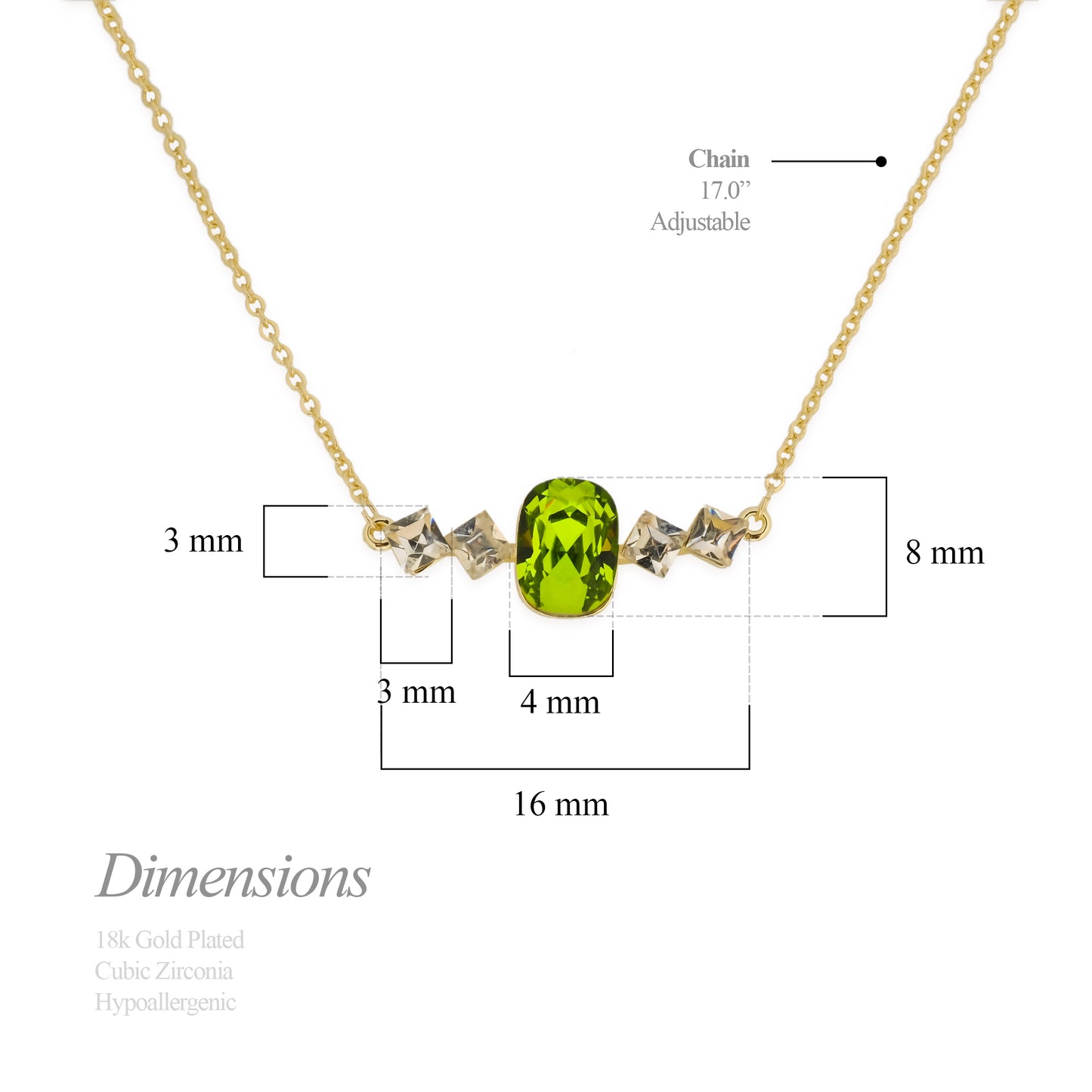 Birthstone August Peridot Pendant Necklace