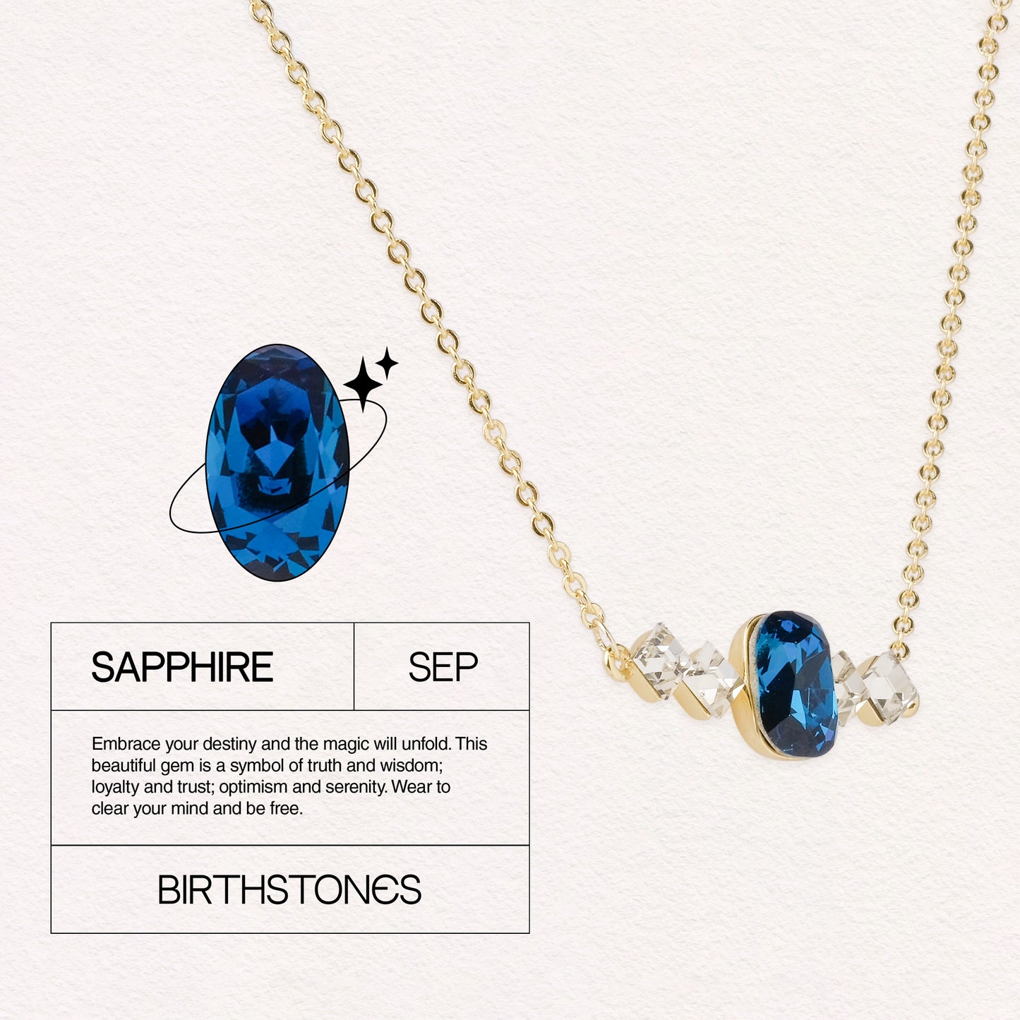 Birthstone September Sapphire Pendant Necklace