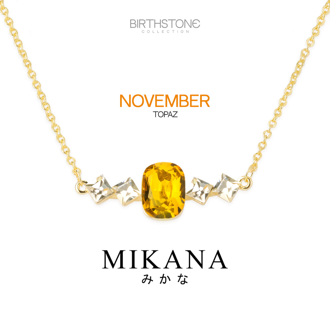 14k Gold November Birthstone Necklace With Topaz Pendant