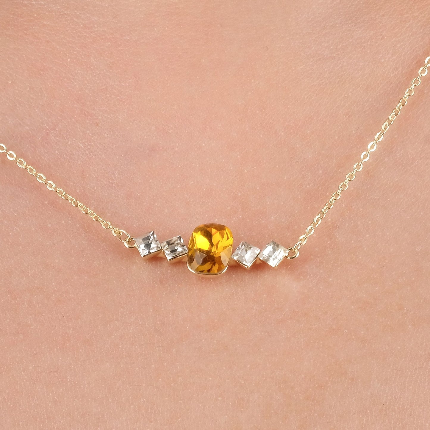 Birthstone November Topaz Pendant Necklace