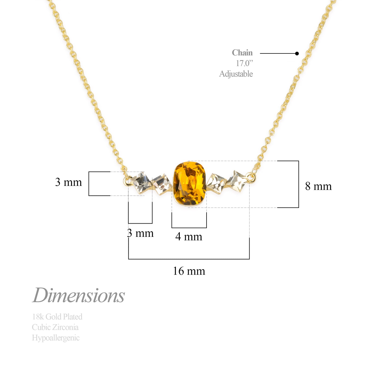 Birthstone November Topaz Pendant Necklace