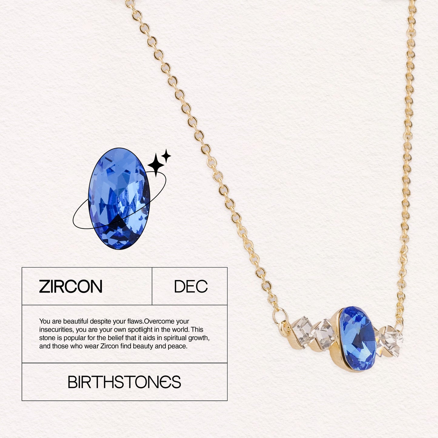 Birthstone December Zircon Pendant Necklace