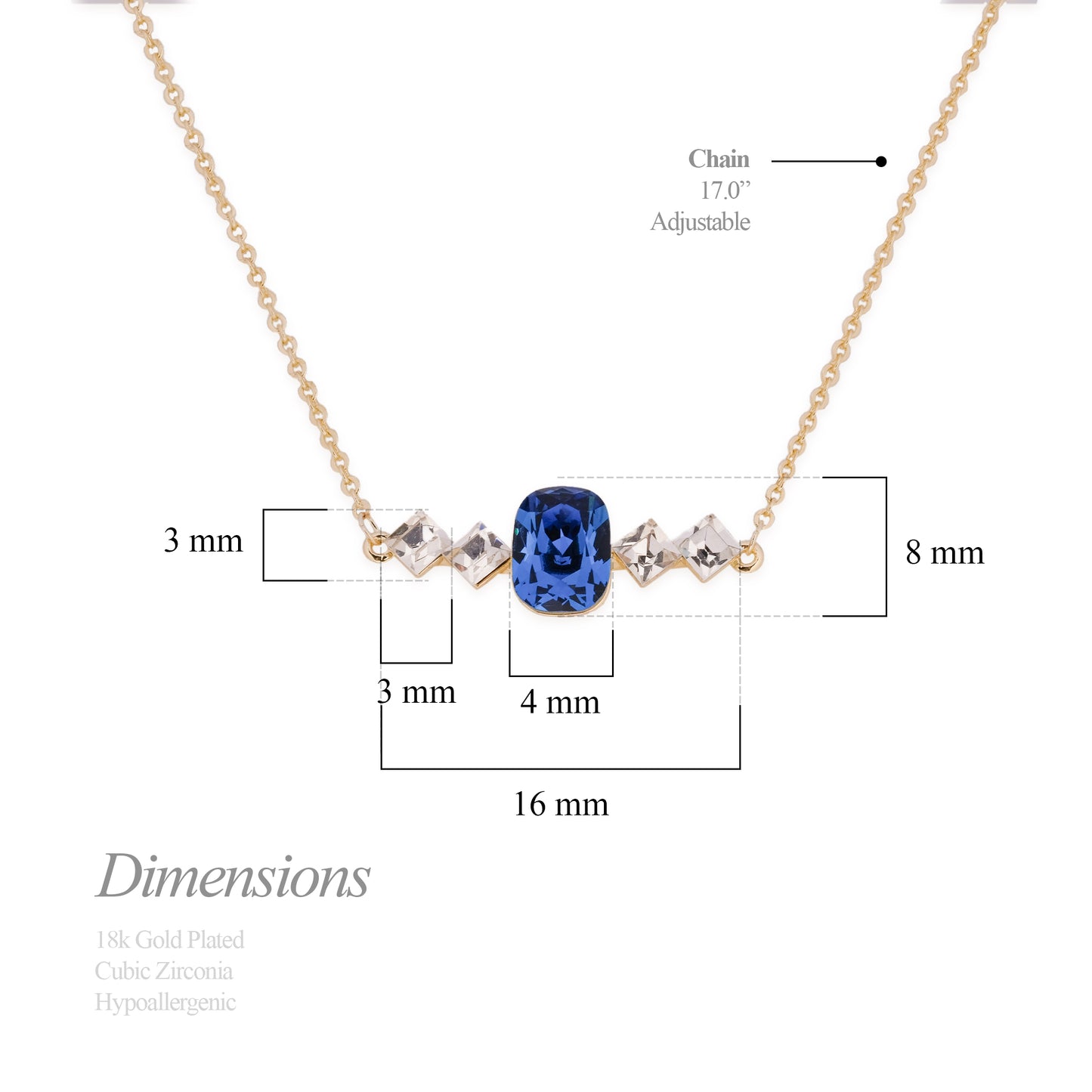 Birthstone December Zircon Pendant Necklace